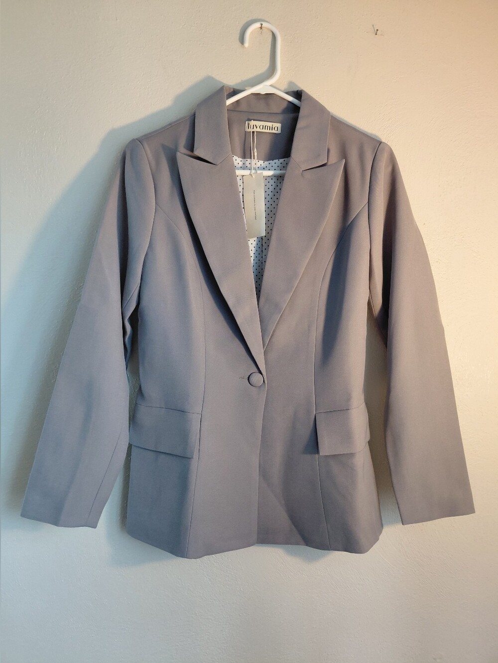 Women's Luvamia Light Gray Single-Button Blazer Sz XS